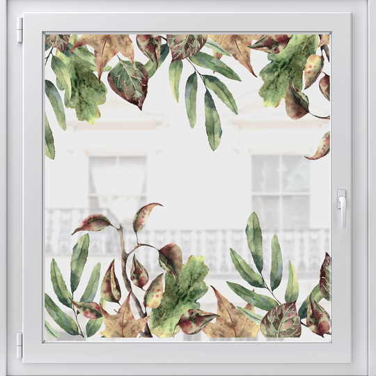 Autumn Window Sticker - Leaves Border Decal Decoration By Dizzy Duck