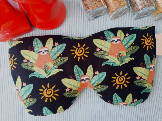 Sloth Microwave Eye Pillow, Organic Oversized Eyemask, Lavender, Chamomile, Unscented Reusable Eyecare Gift, Wellbeing Gift