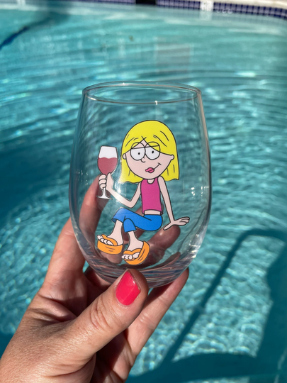Summer Lizzie Mcguire Stemless Wine Glass - Birthday, Girlfriend, Bachelorette Gift