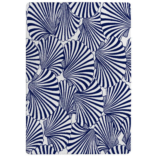 Reeves Striped Sea Shells Shaggy Blue/White Rug