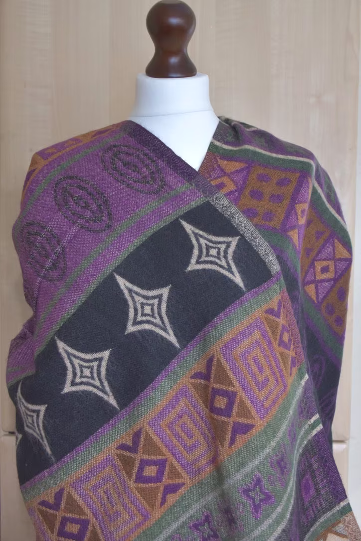 Yak Wool Shawl Code Rsl27 Large Scarf Reversible Great Quality Travel Wrap Throws Hand-Loomed Blanket Soft & Warm