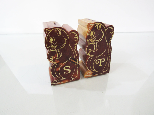 Mid Century Squirrel Salt & Pepper Shakers - Wooden Squirrels Souvenir Estes Park Colorado Cutest