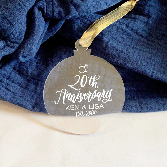 20Th Anniversary Gifts For Couples- Personalized Ornament - Custom Keepsake Gift Cheers To 20 Years