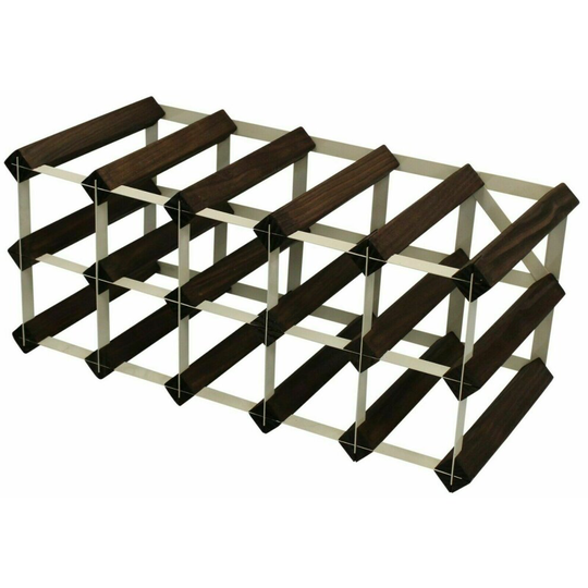 15 Bottle Traditional Wooden Wine Rack - Fully Assembled Brown & Cream Steel
