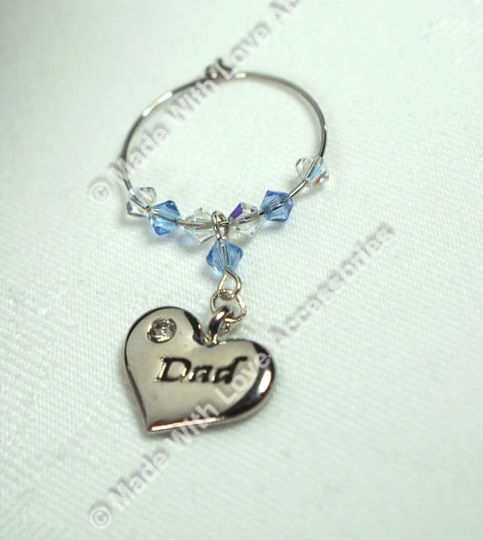 Gift's For Dad, Wine Glass Charm, Swarovski Crystal Birthday Gift, Christmas Gift