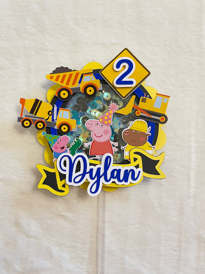 Peppa Construction Cake Topper, Party Supplies Decor