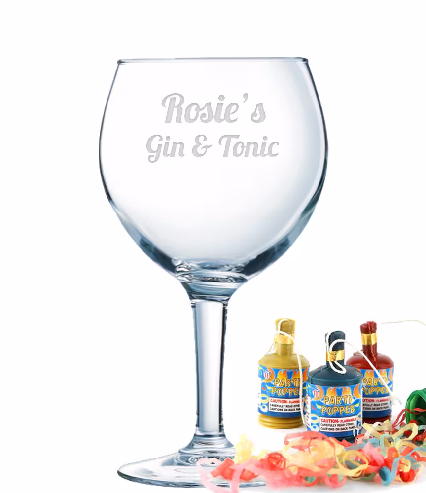 Personalised Large 68Cl Party Gin Glass Name Laser Engraved Gift Present Dishwasher Safe Drink Made To Order