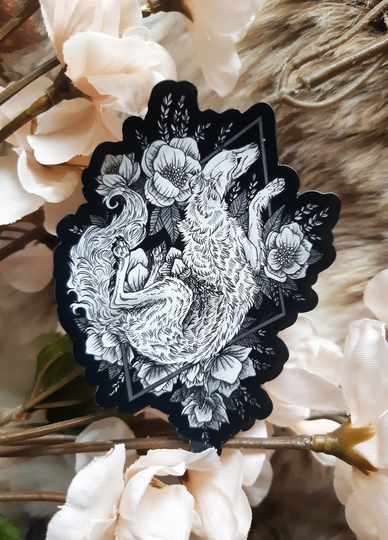 Borzoi Magnet - Cute Russian Hound & Flowers