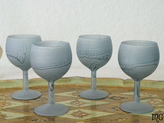 France Holyland Glass Hebron Art Handmade Phoenician Small Wine Glasses Set Of 4