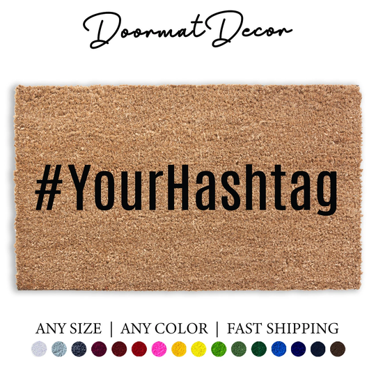 Custom Hashtag Doormat, Business Marketing Door Mat Rug, Logo Commercial Office Personalized Logo, Welcome