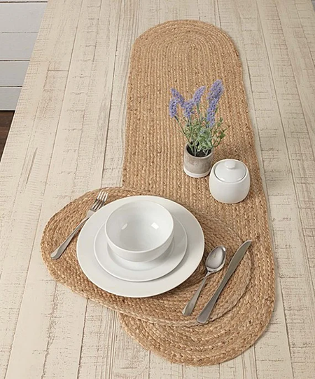 Natural Hand Braided Jute Table Placemat & Table Runner For Dinning Jute Coasters Round