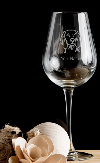 Weimaraner Dog Personalised Wine Glass Red Wine, White Wine - Hand Etched Gift Bartender.196