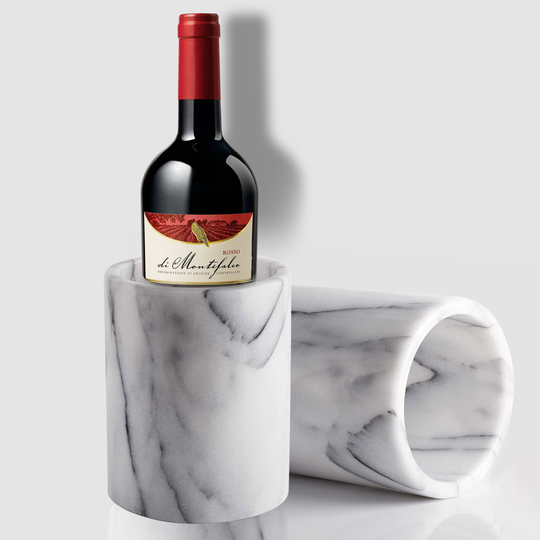 Wine Chiller Cloudy White Marble Champagnewine Cooler Bucket & Utensils Holder , Best For Kitchen Accessories & Housewarming Gifts