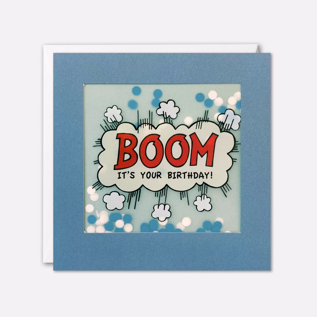Boom Pop Art Birthday Card With Paper Confetti - Shakies By James Ellis
