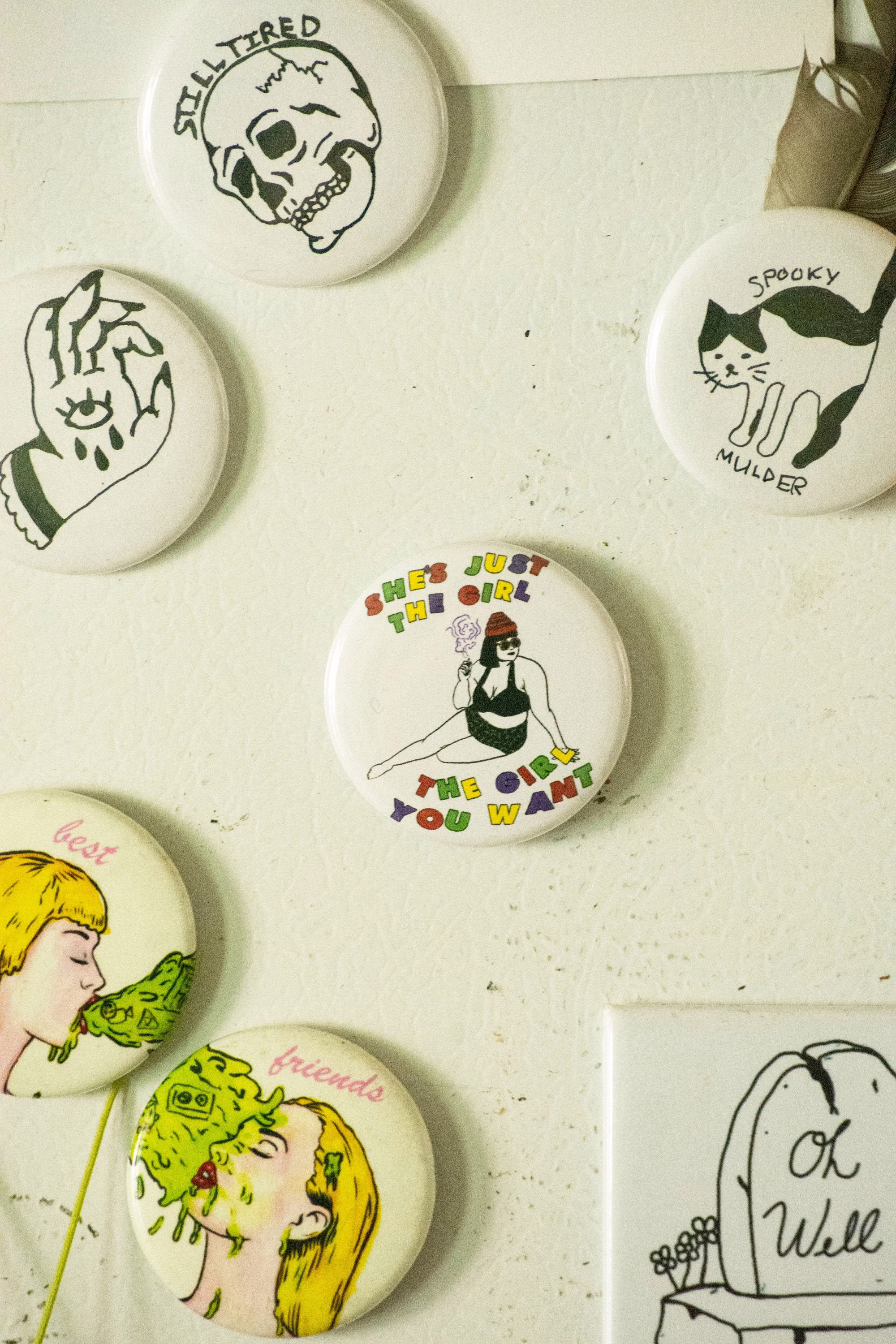 Fridge Magnet - Devo The Girl U Want 1 1/2 Inch Peel N' Stick Backing Magnets. Illustration Original Fridge Magnets
