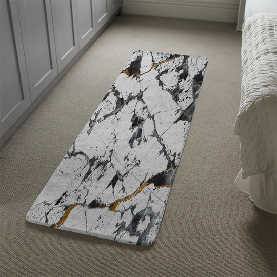 Mattos Marble Designer Shaggy Grey/Black/Gold Rug