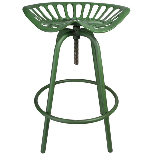 Stool With Metal Tractor Seat Green