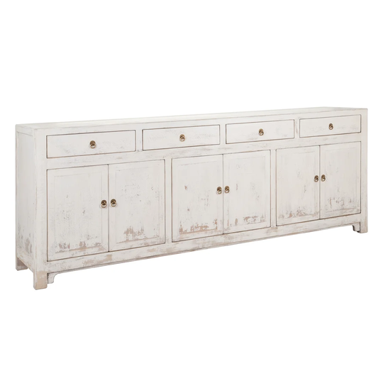 Hogan 220 Cm Wide 4 Drawer Elm Solid Wood Sideboard