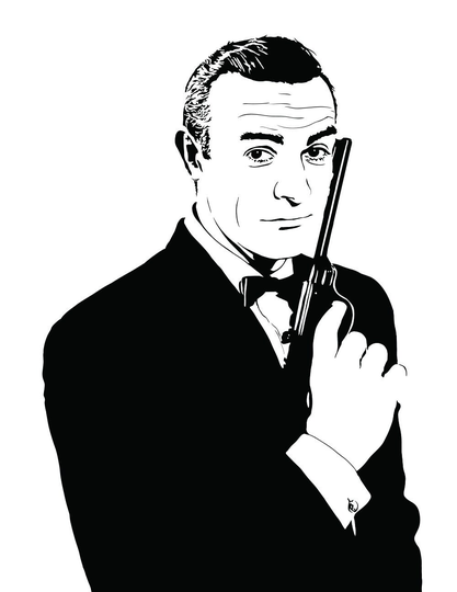 Sean Connery As James Bond Art Print - Illustration Of Suavest Them All // Film Fans Gifts For Him Spy Movies British Icon