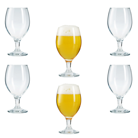 6x Stemmed Beer Glasses Set. Beer Goblet. Cocktail Glasses. (400 ml).