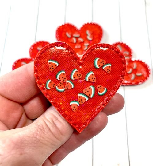 Watermelon Heart Feltie, Feltie Embellishment, Summer Food Fruit Melon Shaker