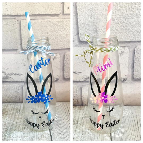 Milk Bottle Easter, Mummy Daughter Gift, Personalised Easter Gifts, Milk Bottle, With Straw, Girls Gifts UK
