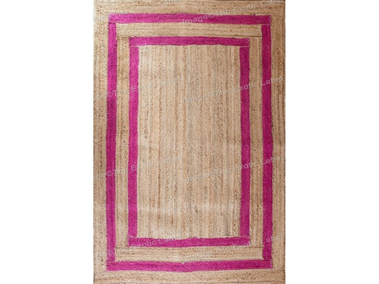 Colorful Bohemian Pink Handwoven Jute Natural Area Rugs - 100% Carpet Durable & Earth-Friendly, Multi-Size, Luxury Chunky Jute Rug