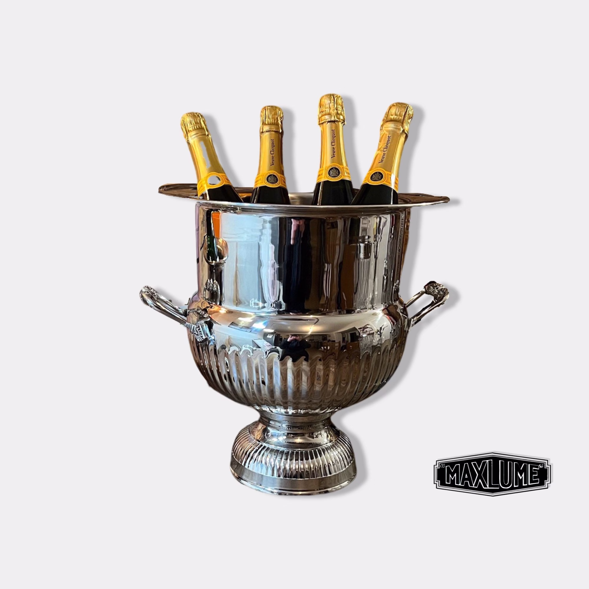 Maxlume ~ Xl Solid Nickel Plated Champagne Ice Bucket | Wine Cooler