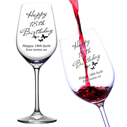 Landmark Birthday Personalised Butterfly Wine Glasses
