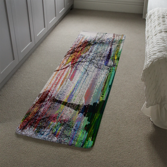Mahtomedi London Street Light Designer Shaggy Black/Green/Red Rug