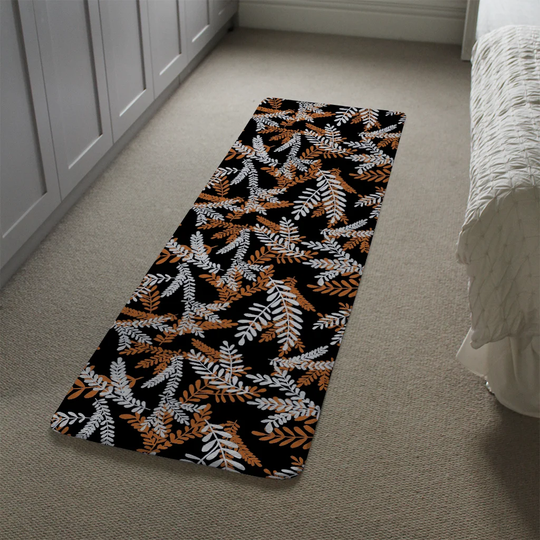 Lehmann Olive Leaves Designer Shaggy Black/Orange Rug