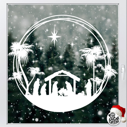 Ring Nativity Window Cling Christmas Decal - Dizzy Duck Designs Stickers