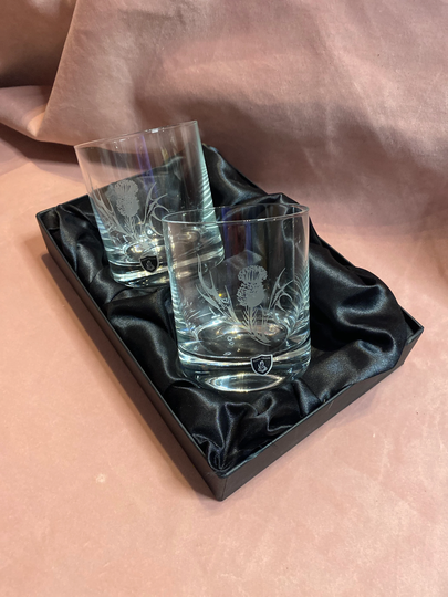 Vintage Whisky Burns Crystal Glasses. Set Of 2 Whisky Glasses