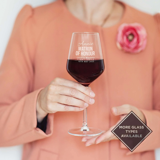 Personalised Matron Of Honour Wedding Bridal Party Glass Gift For Her Best Friend Role Champagne Flute Prosecco Wine