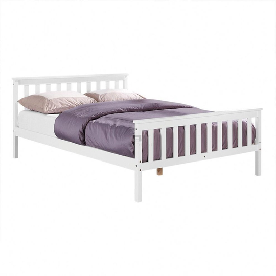 Hampton White Wooden Bed Shaker Style, Double