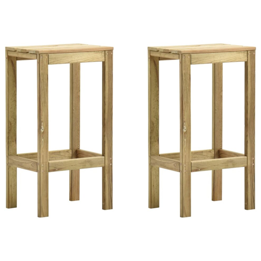 vidaXL 2x Impregnated Pinewood Bar Stools Counter Height Seat Bistro Chair