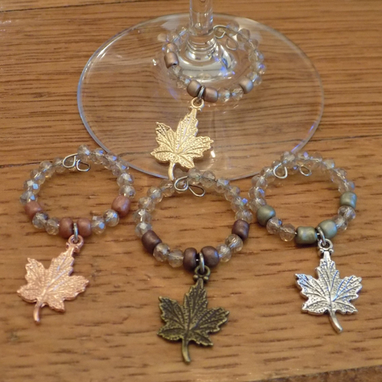 Fall Wine Or Martini Glass Charm