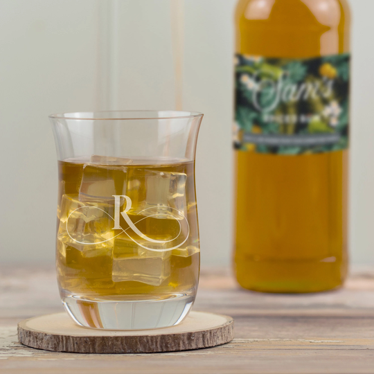 Crystal Weighty Rumbler Rum Glass, Engraved Cocktail Glass With Personalised Initial, Gift Boxed