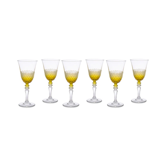 Bermondsey Set Of 6 Wine Glasses, Mustard, 270 Ml