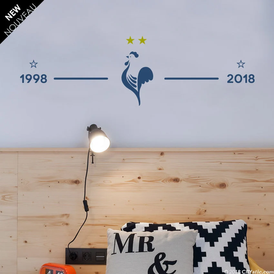 Sport Wall Decal - French Win in The Football World Cup 2018 Tribute To 1998 Team Souvenir Decal Foot Sticker