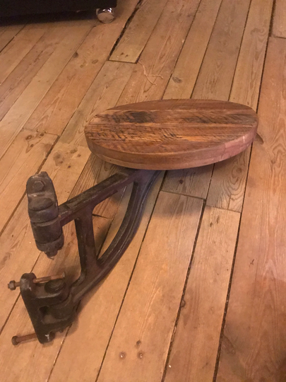 Cast Iron Wall Mountable Bar Stool Swing Out Industrial Counter Seating Bracket With Reclaimed Rustic Wooden Top Chair & Fixing