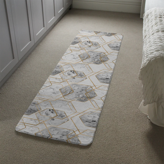 Madigan Marble with Glitter Designer Shaggy Grey/White/Gold Rug