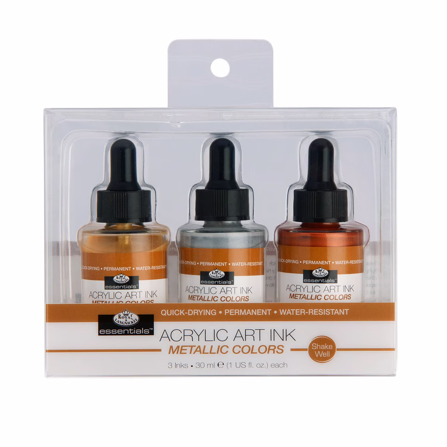 Royal & Langnickel Essentials Acrylic Ink Metallic Colours Set 3 X 30Ml