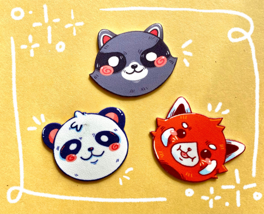 Panda Pins Trio Pack | Shrink Plastic & Resin
