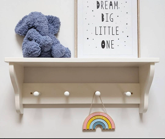 Solid Wood Shaker Peg Shelf Finished in F&b Colours With Painted Pegs | Free Delivery Excludes Ni, Iow, Etc Please Message Me For A Quote