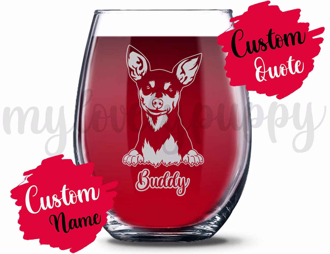 Personalized Miniature Pinscher Dog Mom & Dad Wine Glass, King Of The Toys Women Christmas Gifts, Min Pin Owner, Zwergpinscher Gift