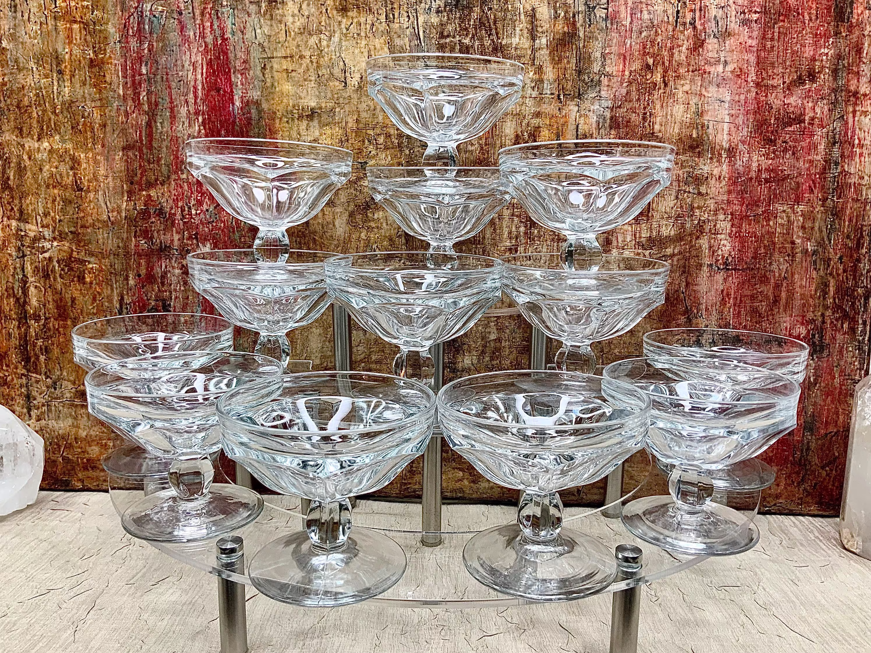 Heisey Colonial Clear Low Sherbet, Champagne, Set Of 13, Stem 300, 4Oz, 300-1-2