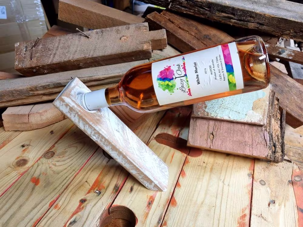 stunning Rustic Whitewash Australian Hardwood Wine Balancer. Great Gift Idea. Price. Environmentally Conscious