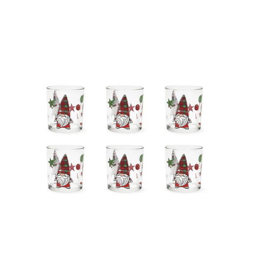Set Of 6 Glasses Tartan Gnome