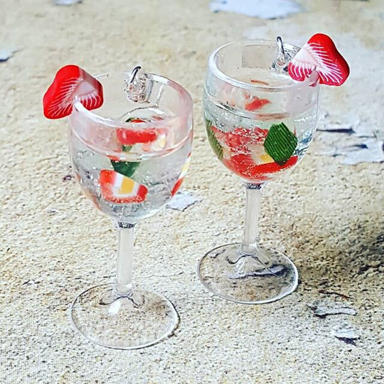 strawberry & Mint Cocktail Earrings